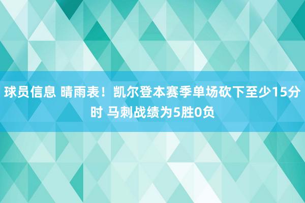 球员信息 晴雨表！凯尔登本赛季单场砍下至少15分时 马刺战绩为5胜0负