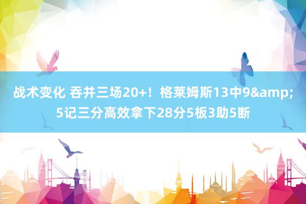 战术变化 吞并三场20+！格莱姆斯13中9&5记三分高效拿下28分5板3助5断