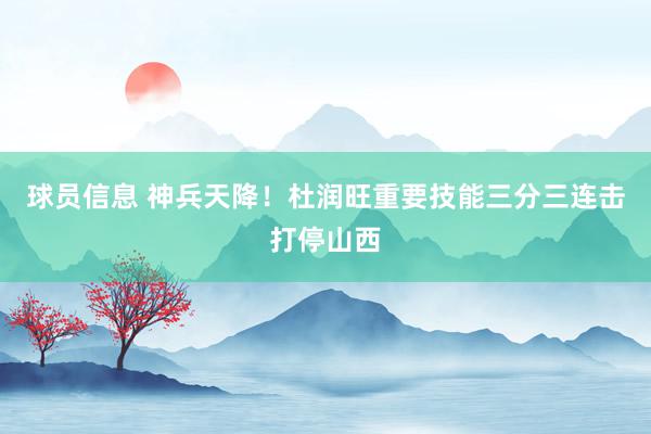 球员信息 神兵天降！杜润旺重要技能三分三连击打停山西