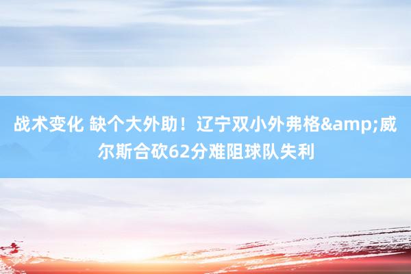 战术变化 缺个大外助！辽宁双小外弗格&威尔斯合砍62分难阻球队失利