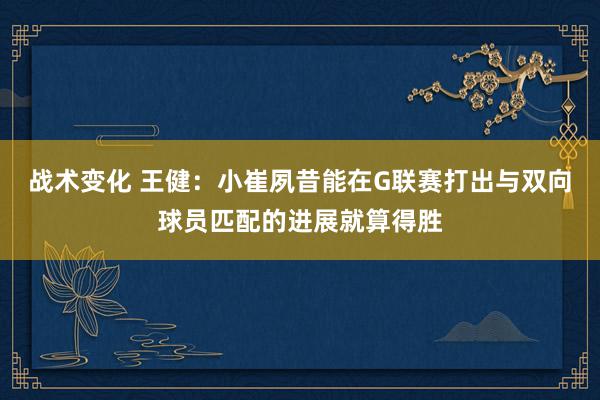 战术变化 王健：小崔夙昔能在G联赛打出与双向球员匹配的进展就算得胜