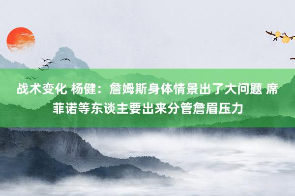 战术变化 杨健：詹姆斯身体情景出了大问题 席菲诺等东谈主要出来分管詹眉压力