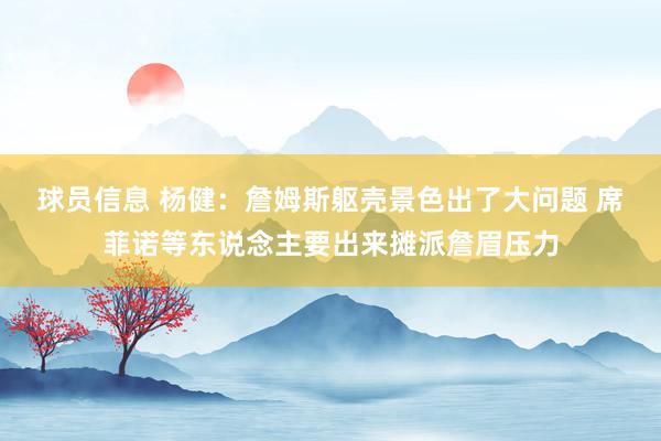 球员信息 杨健：詹姆斯躯壳景色出了大问题 席菲诺等东说念主要出来摊派詹眉压力