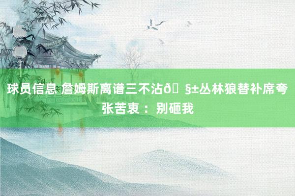 球员信息 詹姆斯离谱三不沾🧱丛林狼替补席夸张苦衷 ：别砸我