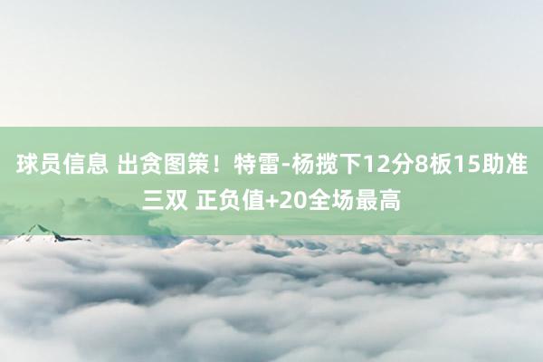 球员信息 出贪图策！特雷-杨揽下12分8板15助准三双 正负值+20全场最高