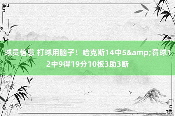 球员信息 打球用脑子！哈克斯14中5&罚球12中9得19分10板3助3断