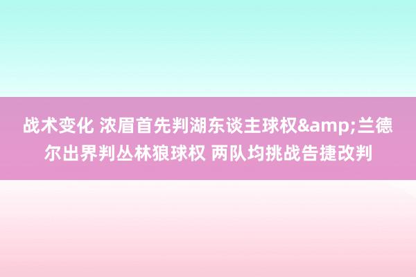 战术变化 浓眉首先判湖东谈主球权&兰德尔出界判丛林狼球权 两队均挑战告捷改判