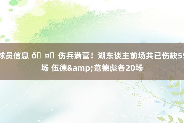 球员信息 🤕伤兵满营！湖东谈主前场共已伤缺55场 伍德&范德彪各20场