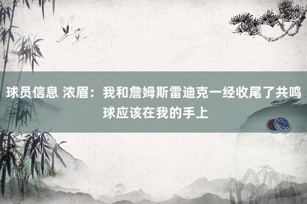 球员信息 浓眉：我和詹姆斯雷迪克一经收尾了共鸣 球应该在我的手上