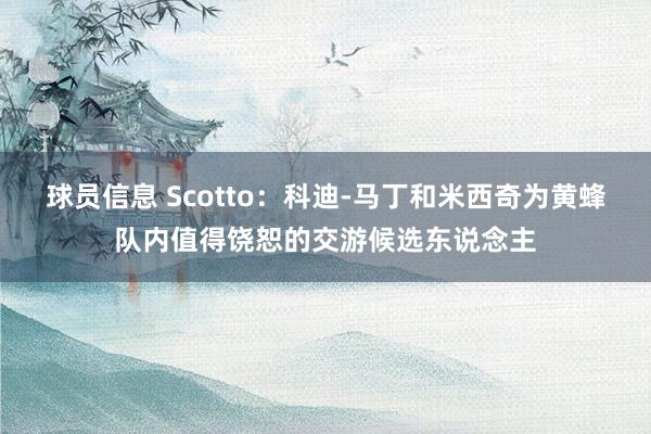 球员信息 Scotto：科迪-马丁和米西奇为黄蜂队内值得饶恕的交游候选东说念主