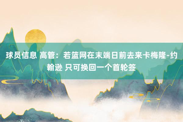 球员信息 高管：若篮网在末端日前去来卡梅隆-约翰逊 只可换回一个首轮签