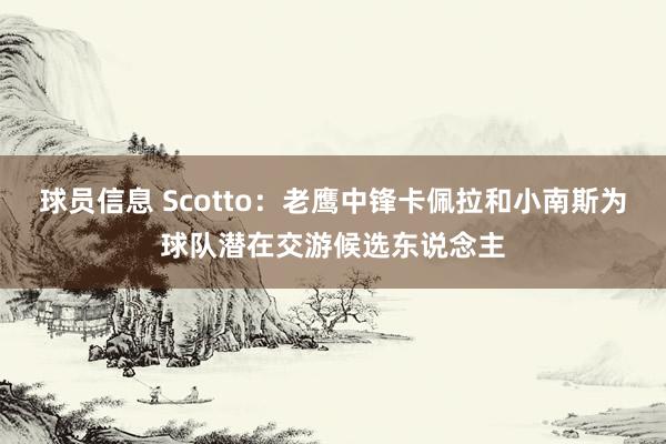 球员信息 Scotto：老鹰中锋卡佩拉和小南斯为球队潜在交游候选东说念主